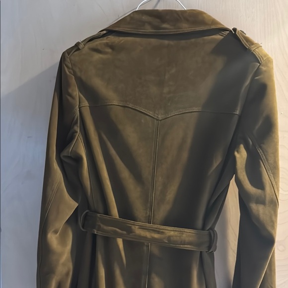 Rebecca Minkoff Dark Olive Green Double-Breasted Trench Coat - Picture 6 of 8